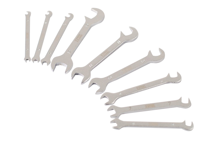 9pc Miniature Mini Angle Double Open End Spanner Wrench Set: Metric Imperial/SAE