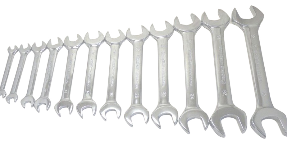 Professional Double Open End Spanner Set Fully Polished Pouch Packing