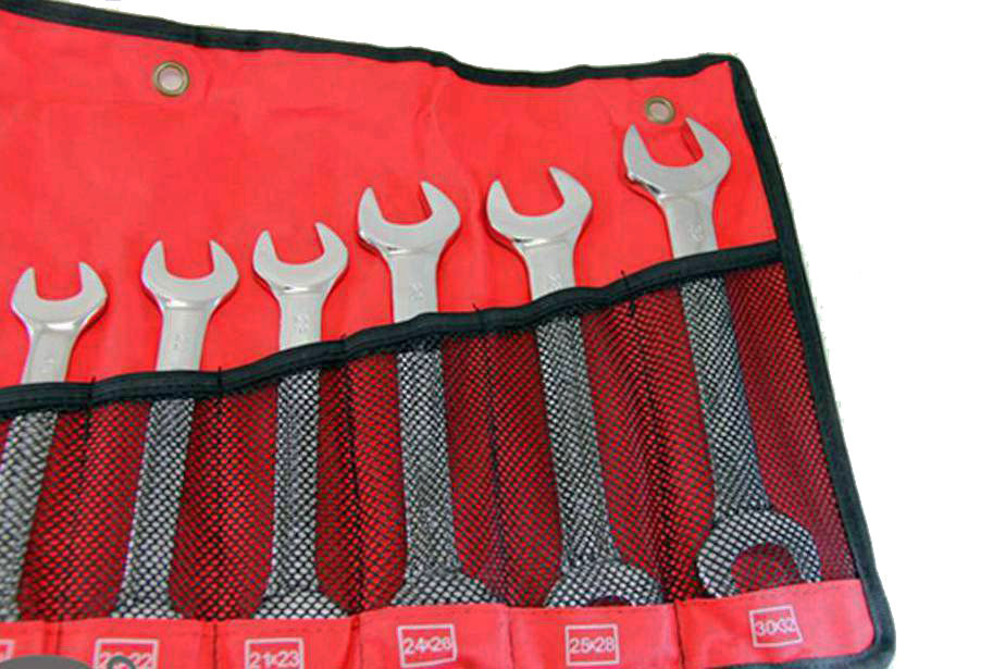 Professional Double Open End Spanner Set Fully Polished Pouch Packing