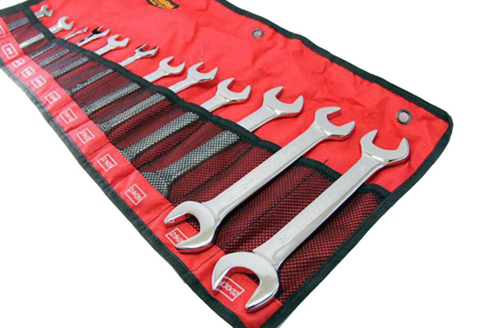 Professional Double Open End Spanner Set Fully Polished Pouch Packing