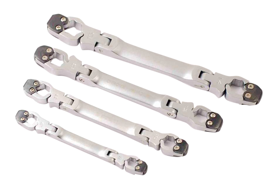 Cr-V Flexi Ratchet Action Flare Nut Brake Pipe Spanner Tubing Wrench:3/4/5/6pc Set Option