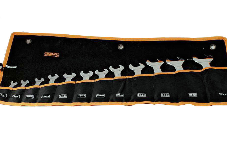 German DIN Standard Cr-V Thin Wall Double Open Spanner Wrench Set