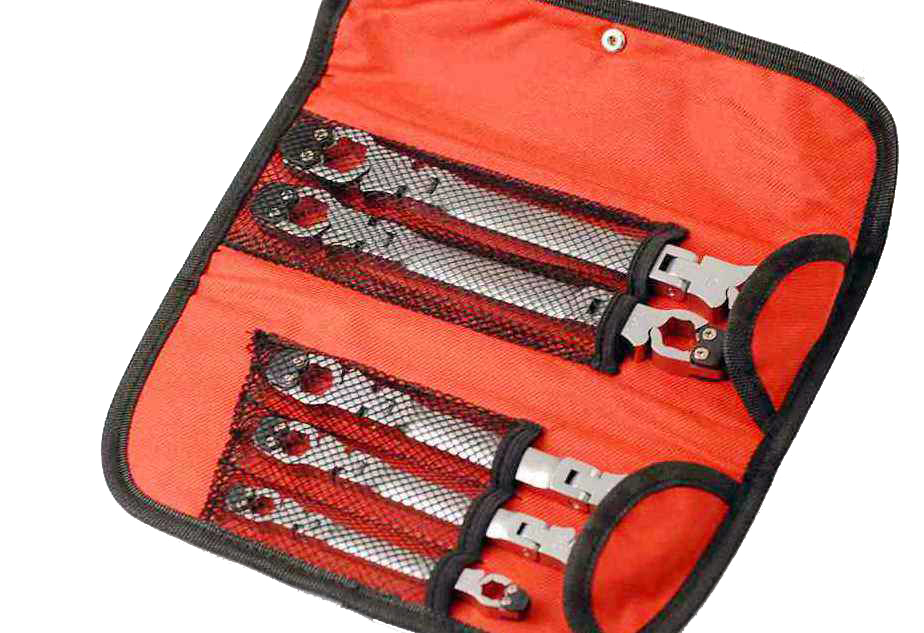 Cr-V Flexi Ratchet Action Flare Nut Brake Pipe Spanner Tubing Wrench:3/4/5/6pc Set Option