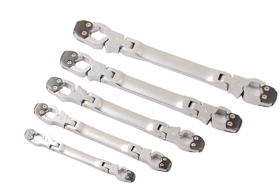Cr-V Flexi Ratchet Action Flare Nut Brake Pipe Spanner Tubing Wrench:3/4/5/6pc Set Option