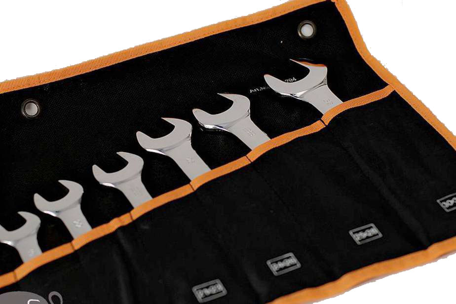 German DIN Standard Cr-V Thin Wall Double Open Spanner Wrench Set