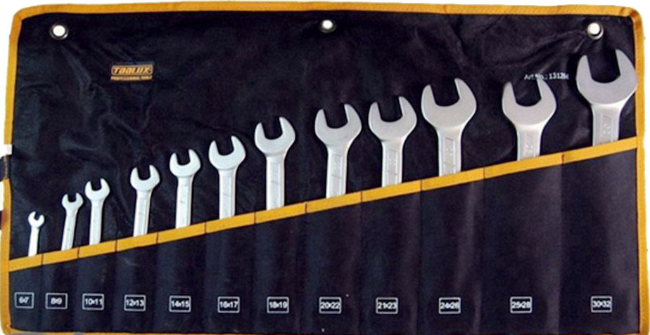 German DIN Standard Cr-V Thin Wall Double Open Spanner Wrench Set