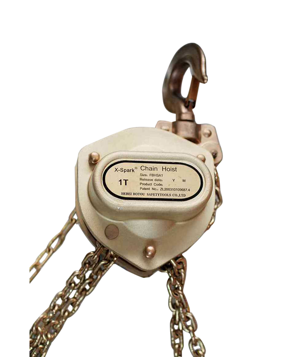 Non Spark Al-Br 2.5m Chain Hoist with Trolley Cap. 1 Ton ISO 9001 UKAS Certify