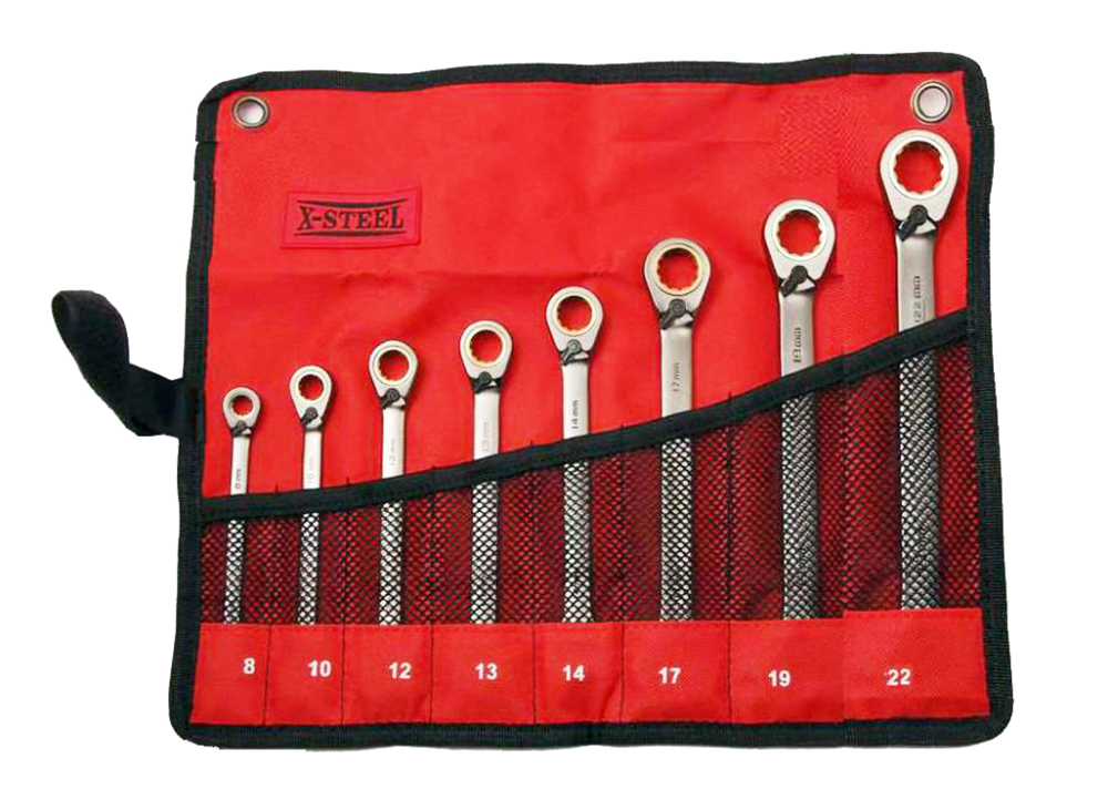 Cr-V Two Way Reversible Ratchet Combination Ring Open End Spanner Set