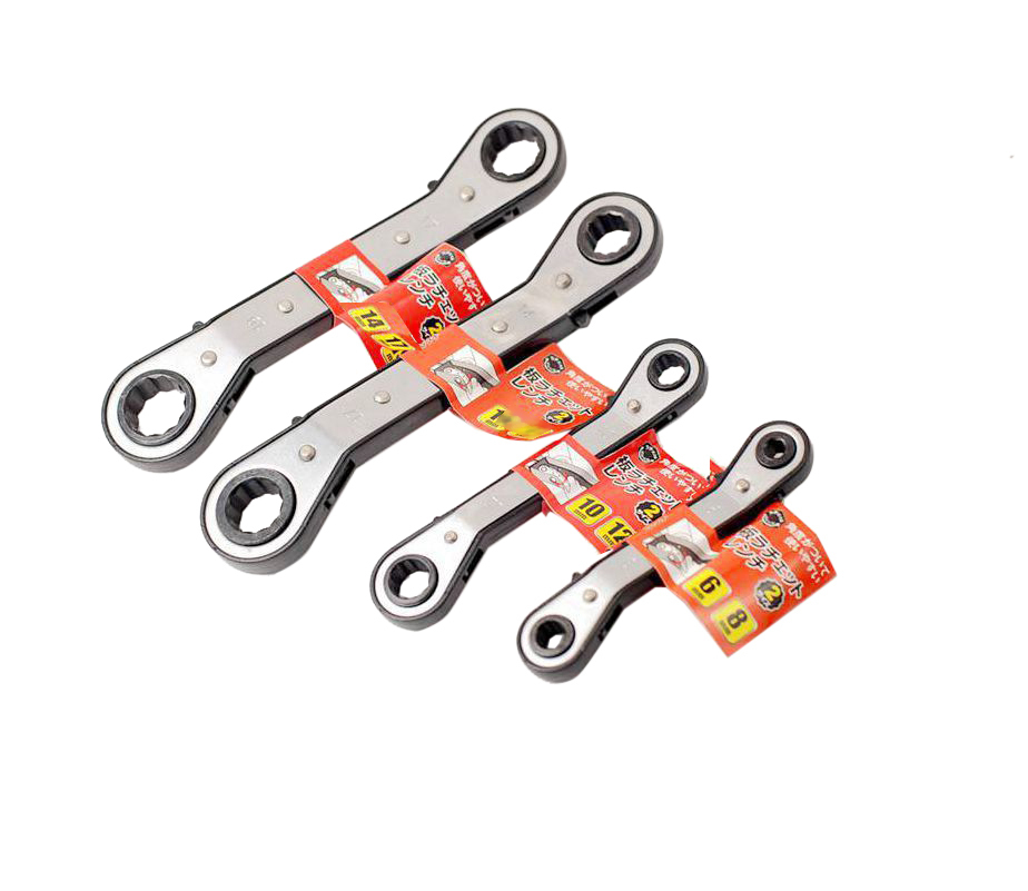 4pc Reversible Double Offset Ratchet Ring Spanner Gear Wrench:6x8,10x12,11x13,14x17mm