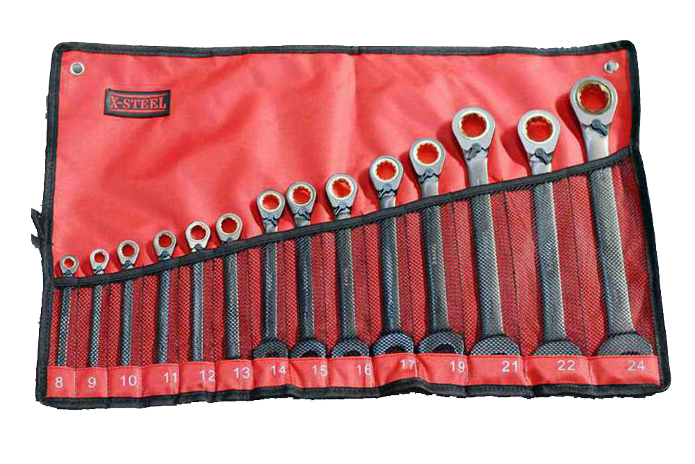 Cr-V Two Way Reversible Ratchet Combination Ring Open End Spanner Set