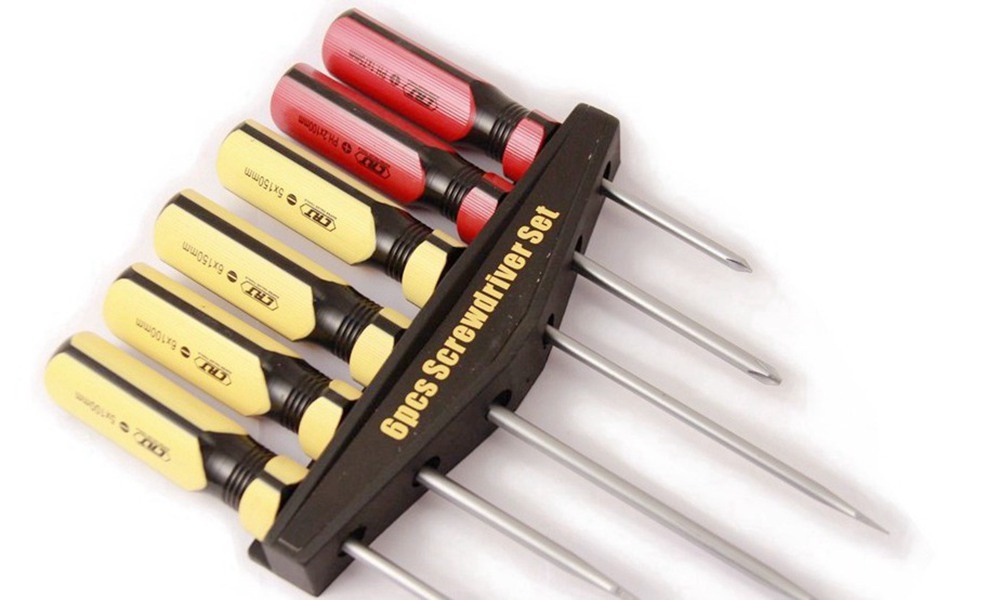 6pc Screwdriver Set Flat/Slotted with Tri-square Handle