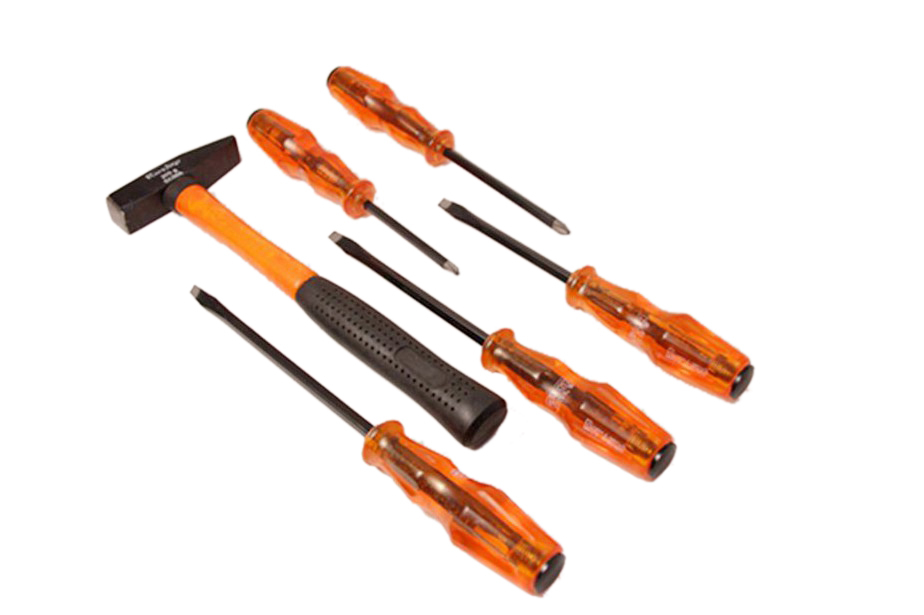 Go Through Thru Tang Hammering Screwdriver+200g Machinist Hammer 6pc Set