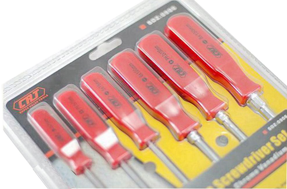8pc Screwdriver Set with Square Handle 2pc Stubby: Flat Phillip w Hex Bolster
