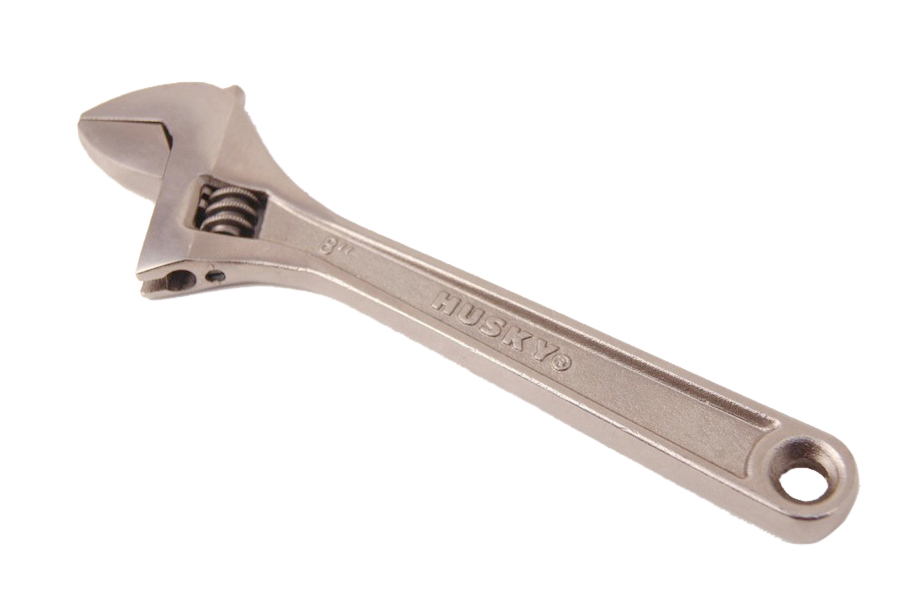 Husky 8"/200mm Adjustable Wrench Spanner Shifter Black Nickle Plated 32mm Open Jaw