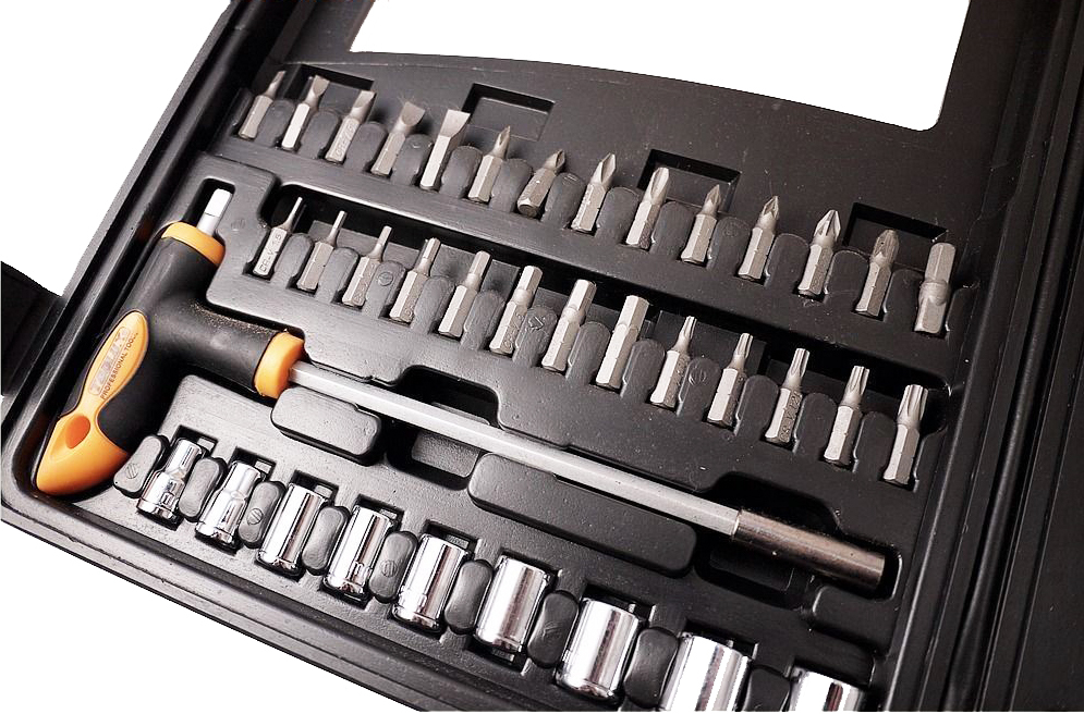 Expert 46pc Cr-V Screwdriver 1/4"Dr Socket Power Bits T Handle Driver Set