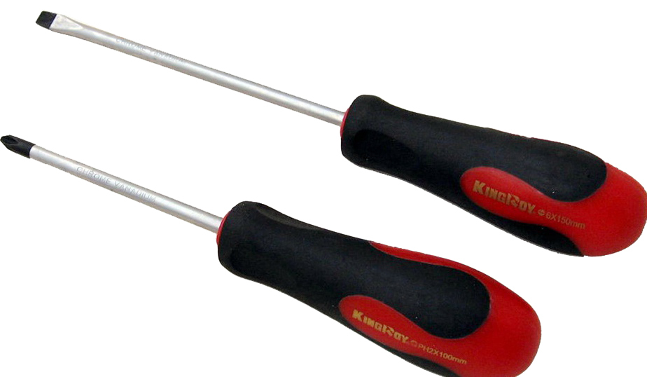 6pc Cr-V  Black Phosphate Magnet Tip Screwdriver Set Flat Ph 60,75,80,100,150mm
