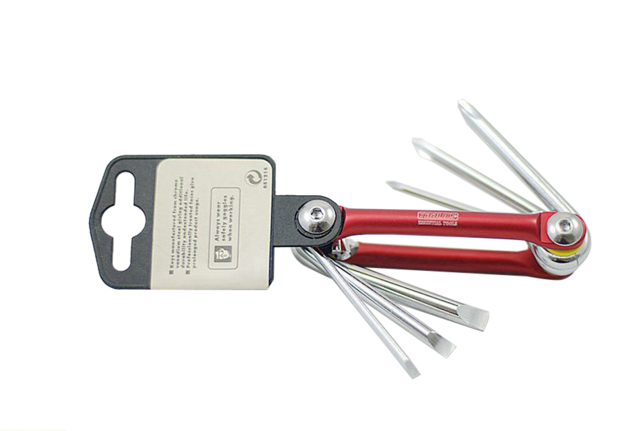 6pc Cr-V Foldable Handy Screwdriver Set #047: Flat 3,5,6mm Philips #0,1,2