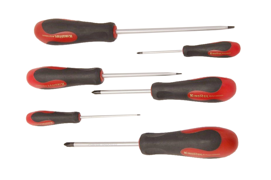 6pc Cr-V  Black Phosphate Magnet Tip Screwdriver Set Flat Ph 60,75,80,100,150mm