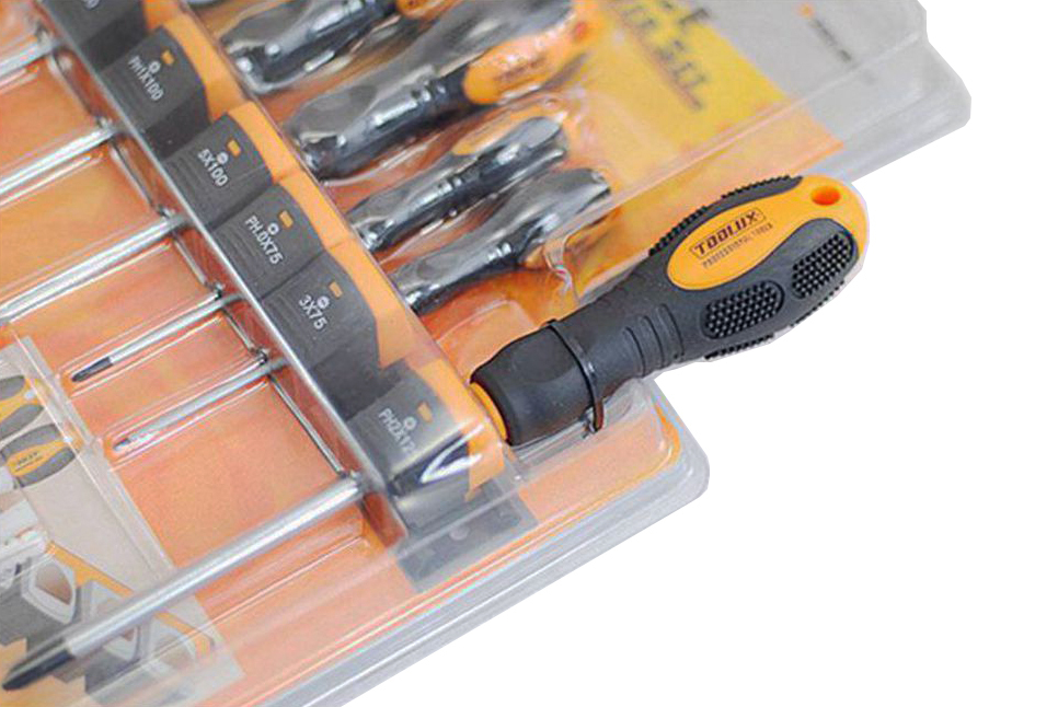 High Quality Cr-V 6pc Flat Phillips Screwdriver Set Ergo Grip with Wall Hanger