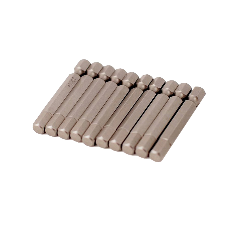 10pc-Pack S2 Steel H4/H5/H6mm 50mmL Hex Allen Key Magnetic Power bits 1/4" Shank