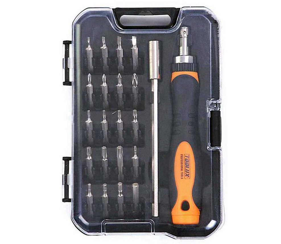 140mm Shank Length 22pc Precision Ratchet Screwdriver Set Deep Reach:Torx Phillips Hex Slotted