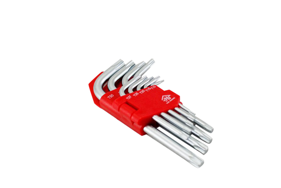 9pc Tamperproof Torx Key Set Standard Length Stubby for Confined Area