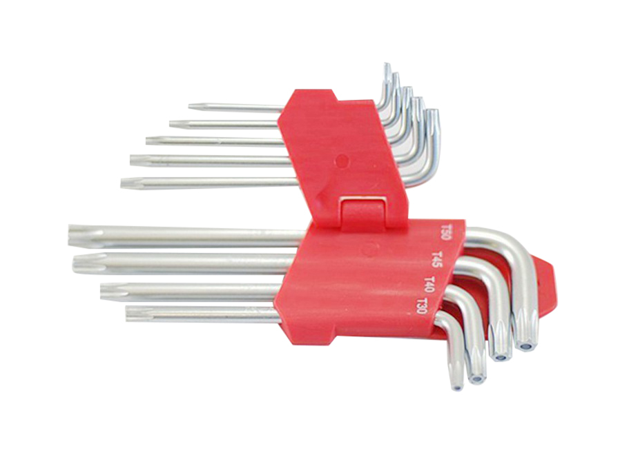9pc Tamperproof Torx Key Set Standard Length Stubby for Confined Area