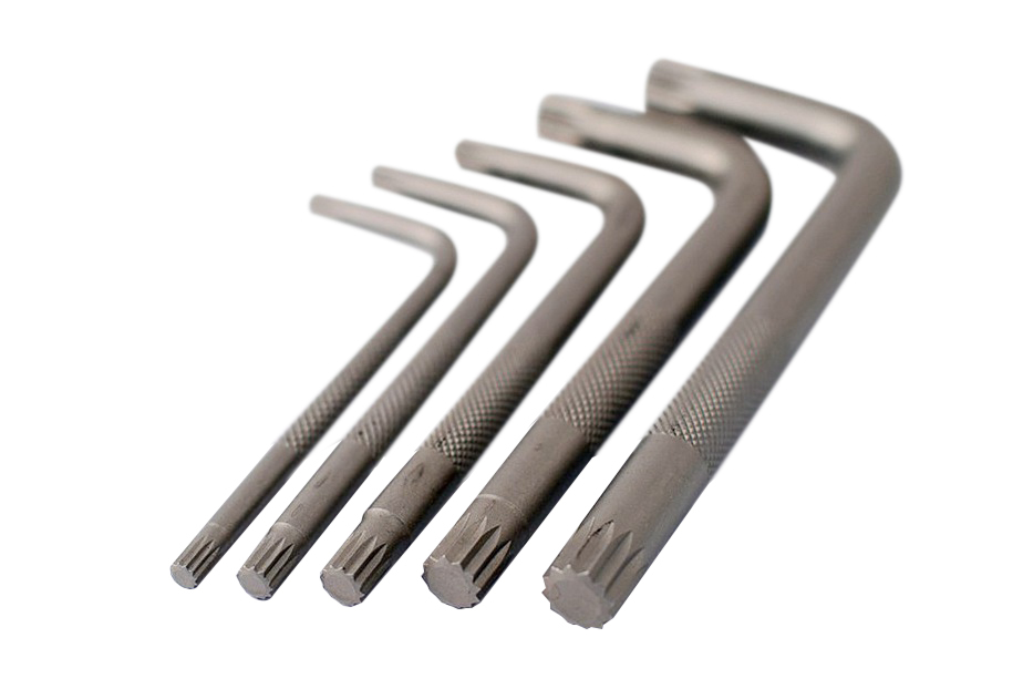 5pc S2 Steel 12pt Spline L Type Key Wrench Set: M5/6/8/10/12
