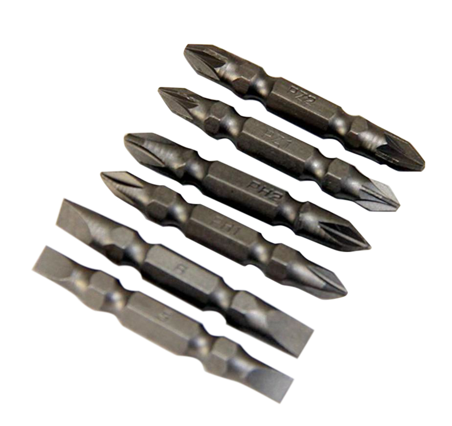 Cr-V 50mm Double Ended Combination Screwdriver Bits 6pc Set: Flat Philip Pozi