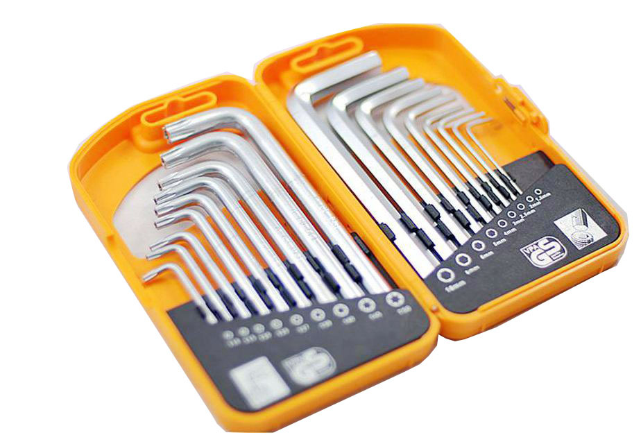 Professional 18pc Cr-V Hex & Tamperproof Torx Key Wrench Set: 9pc 1.5-10mm & 9pc T10-50