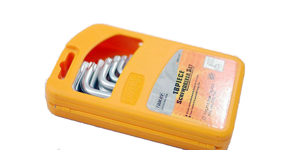 Professional 18pc Cr-V Hex & Tamperproof Torx Key Wrench Set: 9pc 1.5-10mm & 9pc T10-50