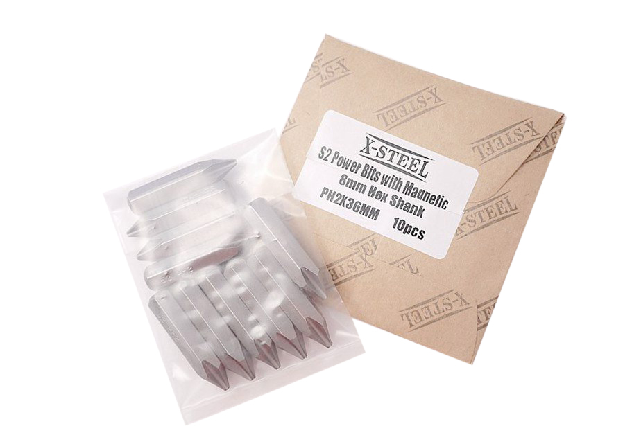 10pc-Pack S2 Steel 8mm Shank 36mmL Impact Screwdriver Power Bits Ph2 or Ph3