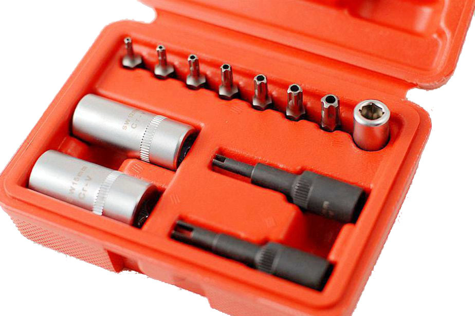 12pc Automotive Air Conditioning Tool:5PT Torx Bits,SW12,15;2.2,3.2mm Socket