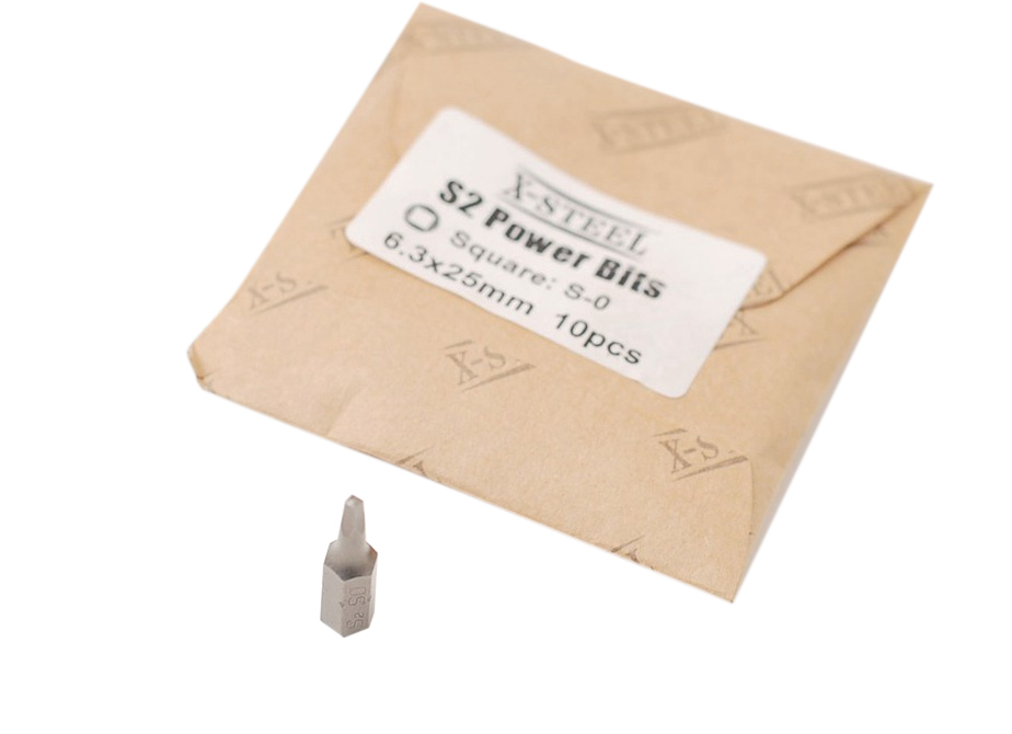 6.3x25mm S2 Steel Square Recess/Robertson Impact Screwdriver Bits:S0,1,2,3+Bits Hold Gift