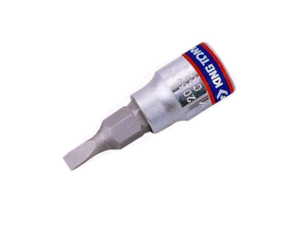Kingtony 1/4" Dr. S2 Steel Slotted Flat Socket Bits Option: 3.5-10mm