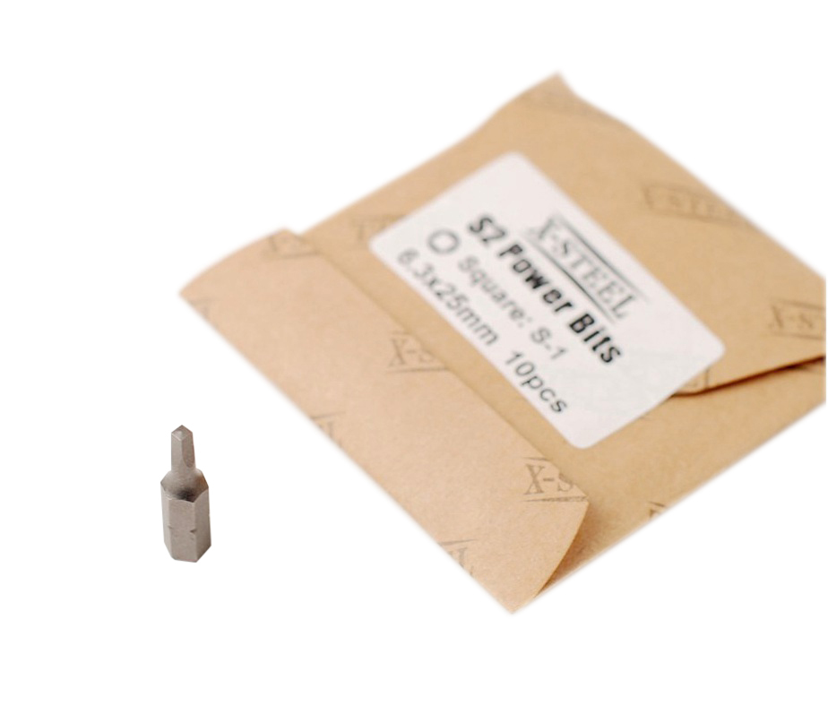 6.3x25mm S2 Steel Square Recess/Robertson Impact Screwdriver Bits:S0,1,2,3+Bits Hold Gift