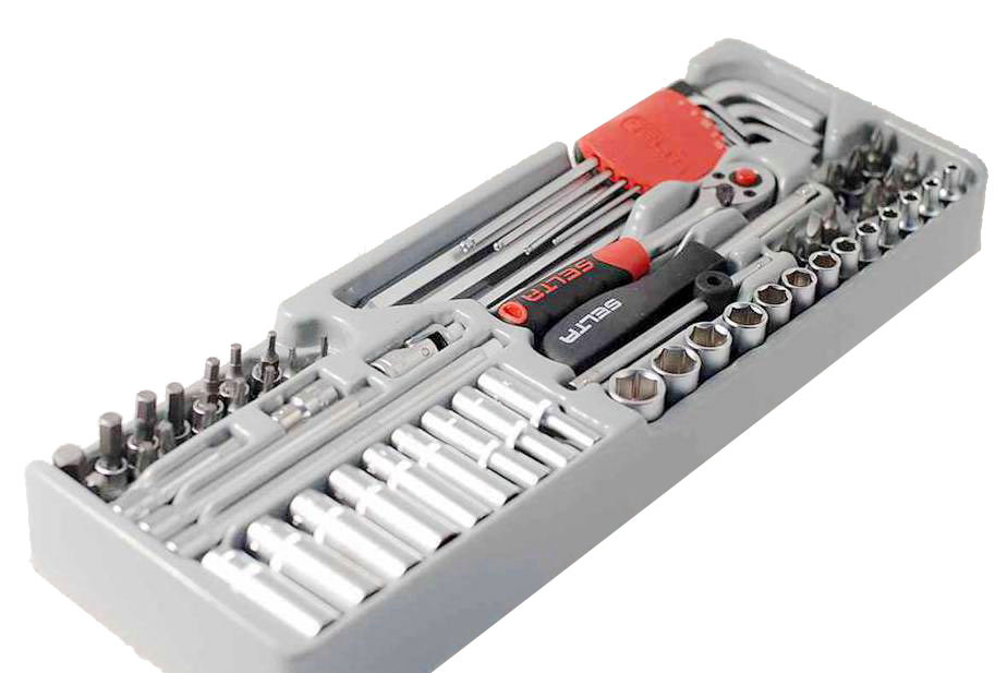 Selta Taiwan 65pc Cr-V 1/4" Dr. 6pt Socket Accessories & Hex Torx Bits Allen Key