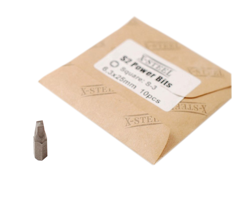 6.3x25mm S2 Steel Square Recess/Robertson Impact Screwdriver Bits:S0,1,2,3+Bits Hold Gift