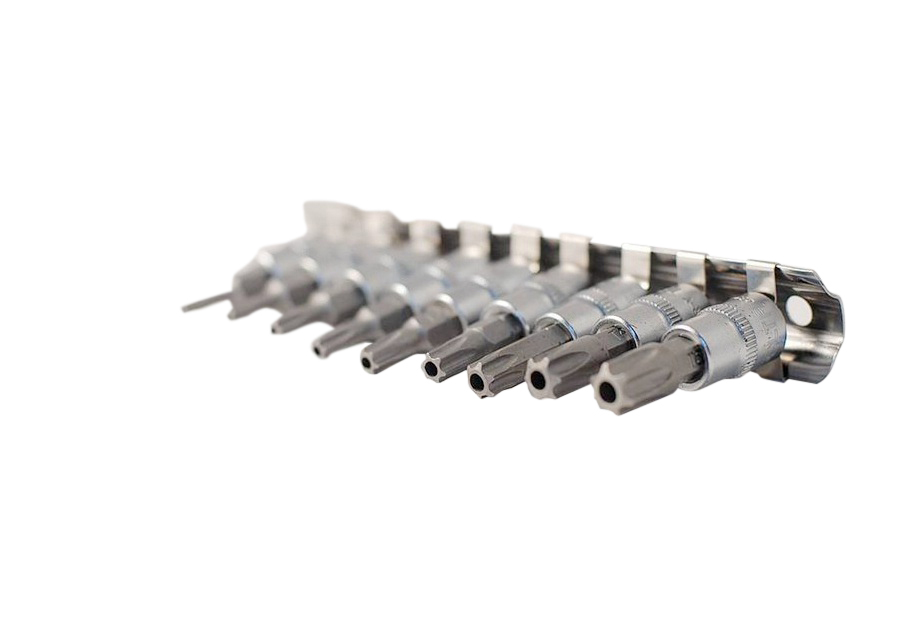 Selta Taiwan S2 Steel 9pc 1/4" Dr. Torx Star Tamperproof Socket Bits:TP10-15-20-25--50