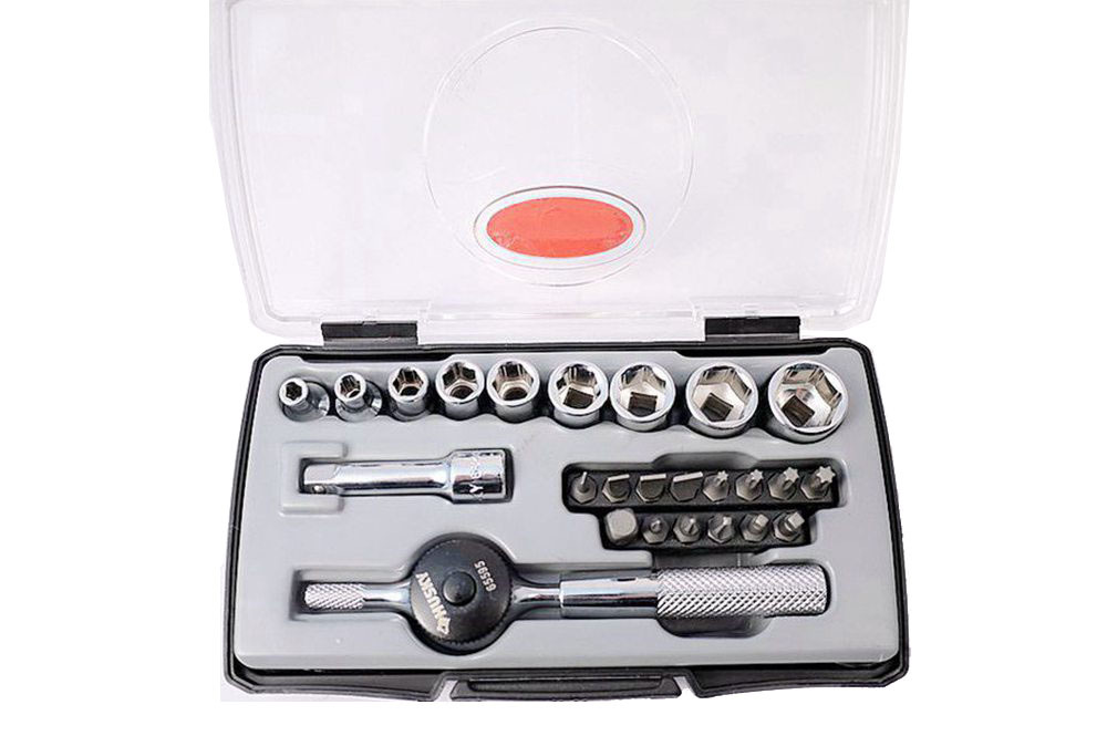 Husky 25pc 1/4" Dr Multi-purpose Bits & SAE Imperial Socket T Handle Ratchet Drive