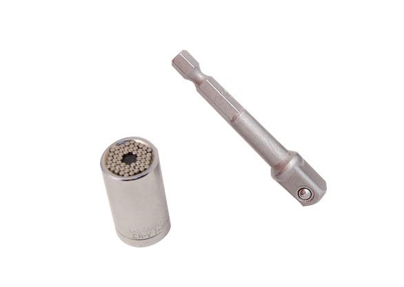Gator Grip Cr-V Universal Socket+Power Drill Adapter 2pc Set 7-19mm 5/6/10/12PT Working Range