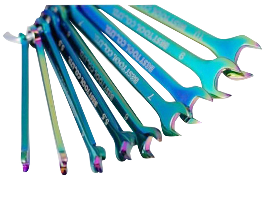 4-10mm 9pc Miniature Mini Combination Ring Open Spanner Set Rainbow Color