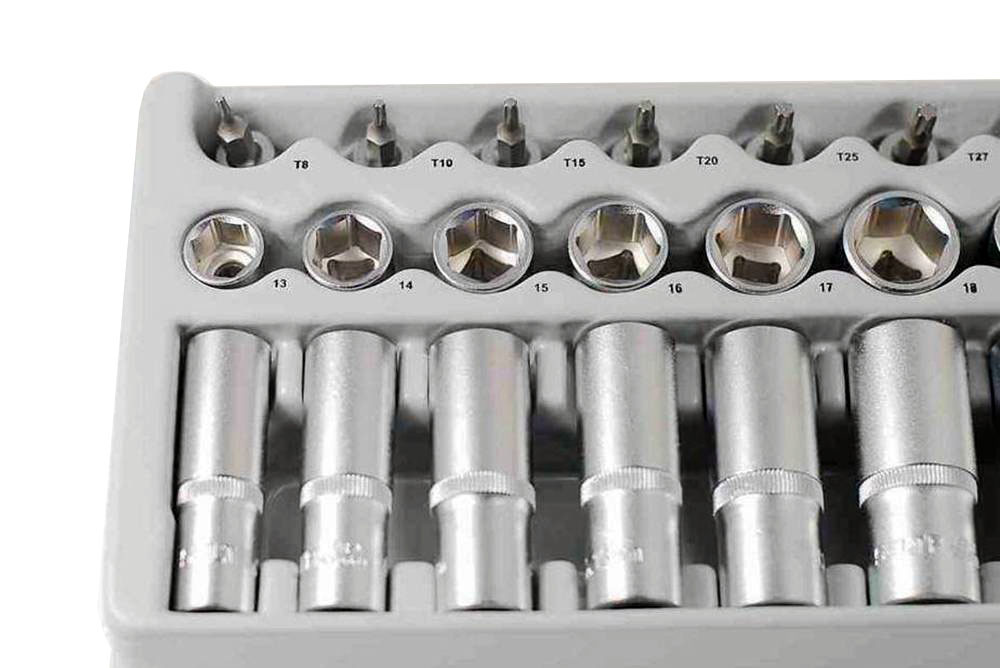 Selta Taiwan 33pc 3/8" Dr. Cr-V Socket Set Deep Short Metric T8-60 Torx Bits in Tray
