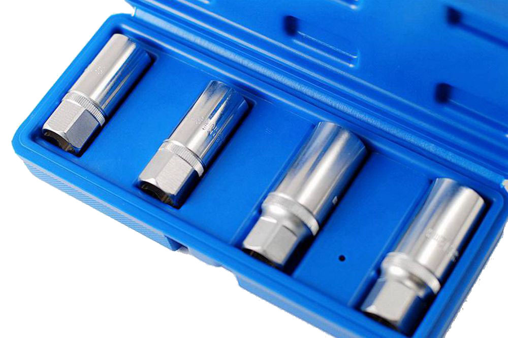 4pc Cr-V 1/2" Dr. Socket Type Stud Extractor Screw-up & Pull-up Kit: 6-8-10-12mm