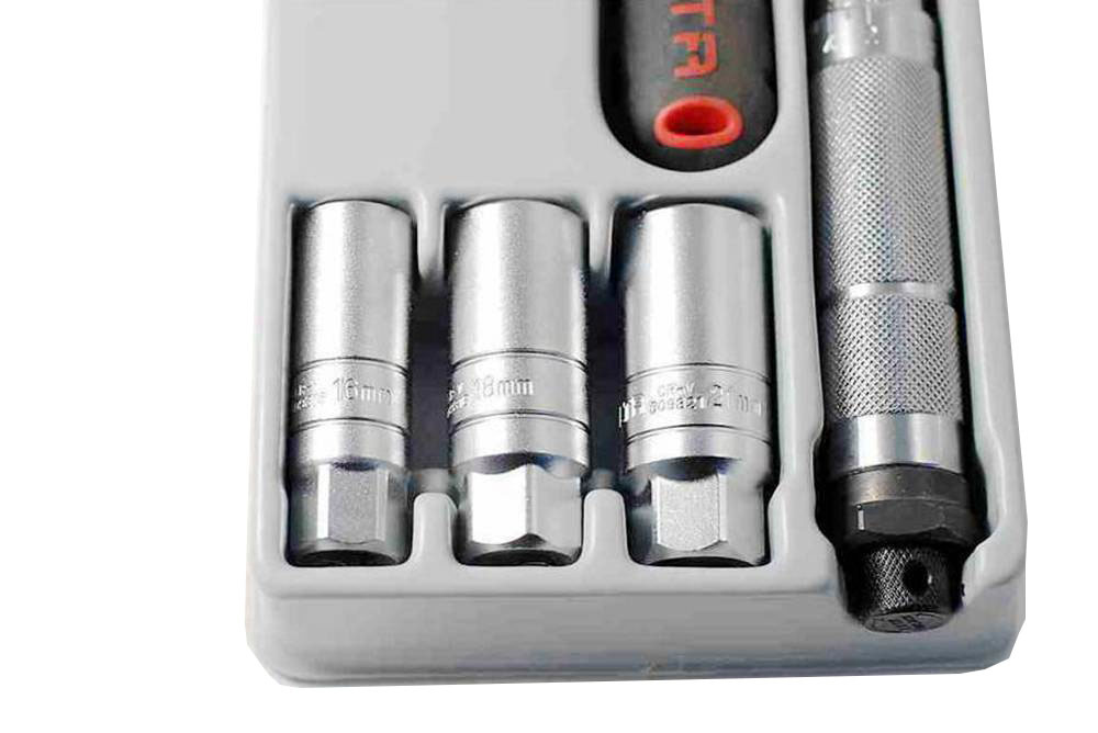 Selta 7pc 3/8" Dr.20-110Nm Torque Wrench+Flex & Stubby Ratchet+Spark Plug Socket