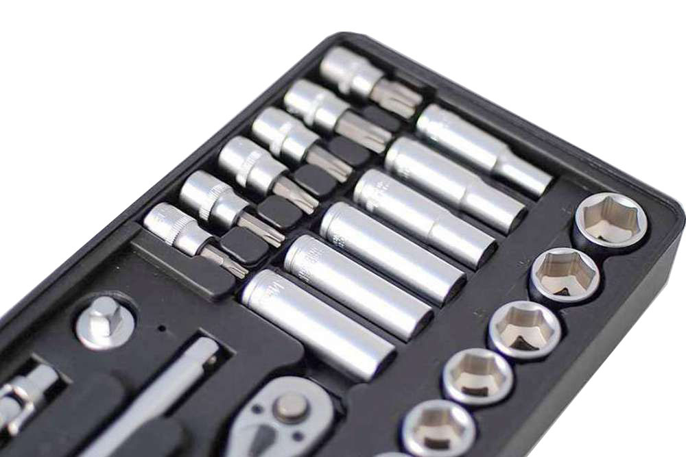 31pc 3/8" Dr. Cr-V 6PT Regular Deep Socket & Torx Bits Set with ABS Tool Tray