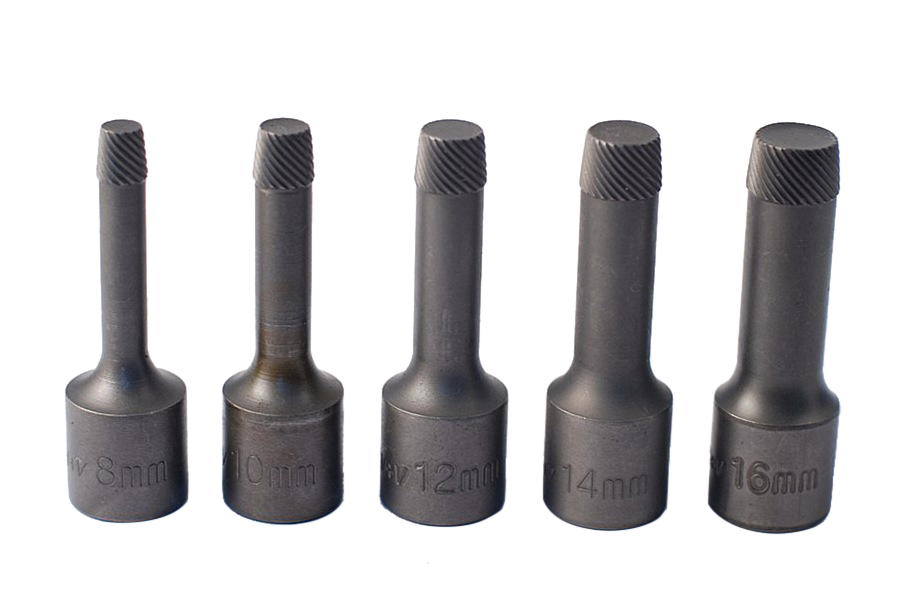 5pc 1/2" Dr. SNCM+V Steel Bolt Screw Extractor with Reverse Thread 8,10,12,14,16mm