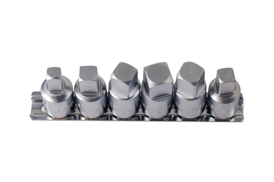 6pc 3/8" Dr. Cr-V Drain Plug Key Square Socket Bit Set, 8,10,12,14 mm 1/2", 3/8"