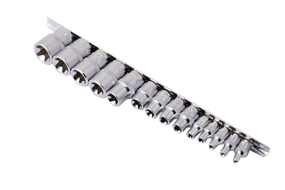 Selta Taiwan Cr-V 14pc 1/4" 3/8" 1/2" Dr. Torx E-Star Female Socket Set: E4-E24