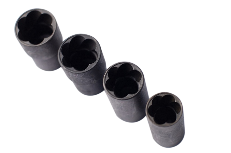 5pc 1/2" Dr. Cr-Mo Spiral Twist Socket for Damaged Round Bolt Lug Nut:17,19,21,22mm